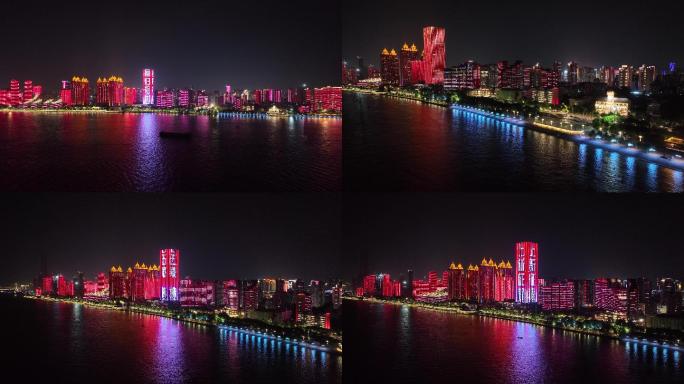 4K航拍香港回归25周年武汉灯光