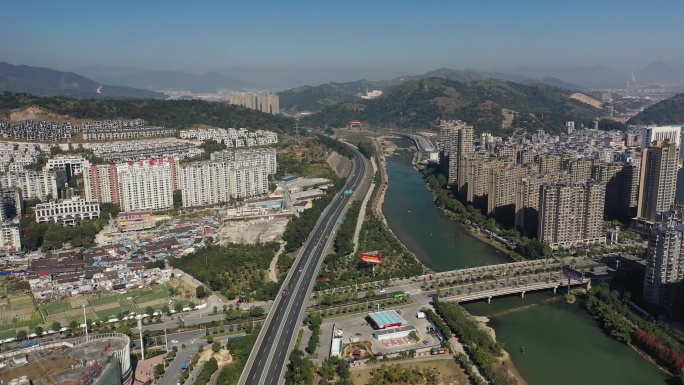 原创 福建宁德市蕉城区城市天际线风光航拍