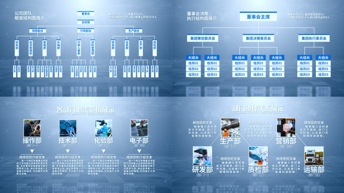 【无插件】简洁（6款）组织框架结构图展示