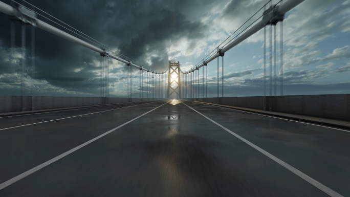 悬索桥斜拉索跨海大桥高速路奔驰4K超高清