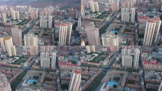 甘肃 兰州 城市 航拍 大景 街道