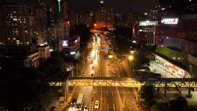 深圳市南山区南海大道夜晚定向延时航拍