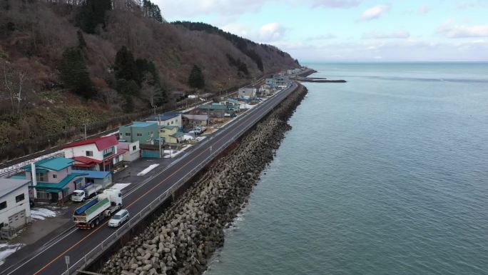 原创 日本北海道沿海公路交通运输航拍