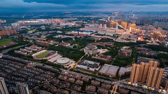 辽宁沈阳沈北新区航空航天大学城市航拍延时