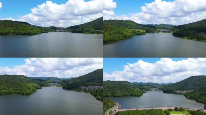 宁波江北区荪湖公园4K航拍原素材60帧