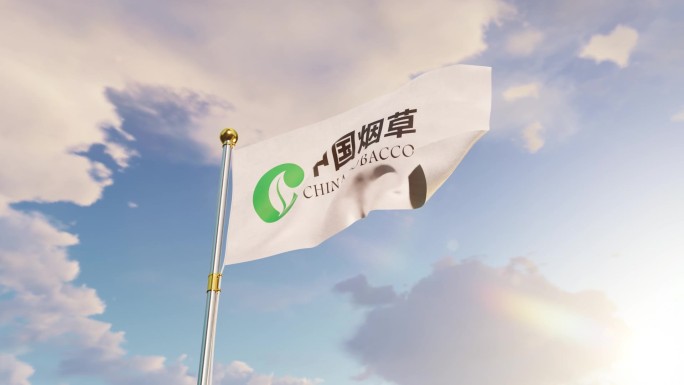 中国烟草公司旗帜飘扬视频素材
