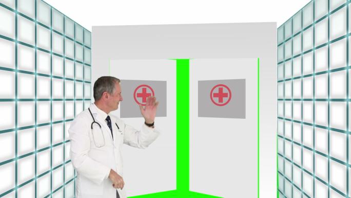 医生欢迎你医院门打开是绿色动画田特效