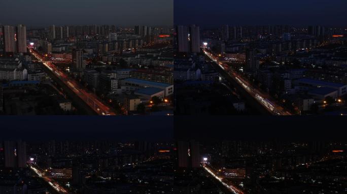 城市道路上的车流白转黑日转夜昼夜