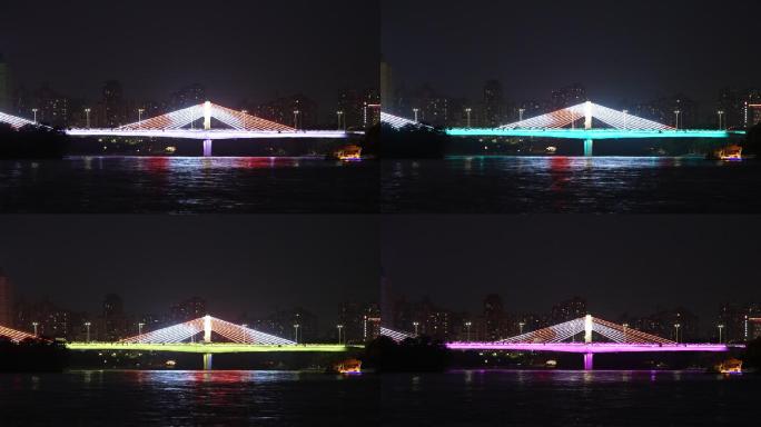 空镜 休闲 广场  夜景  黄河  大桥