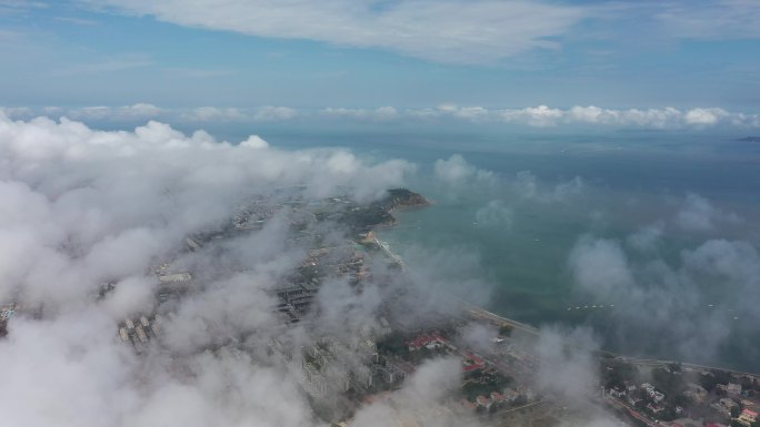 蓬莱阁雨后航拍