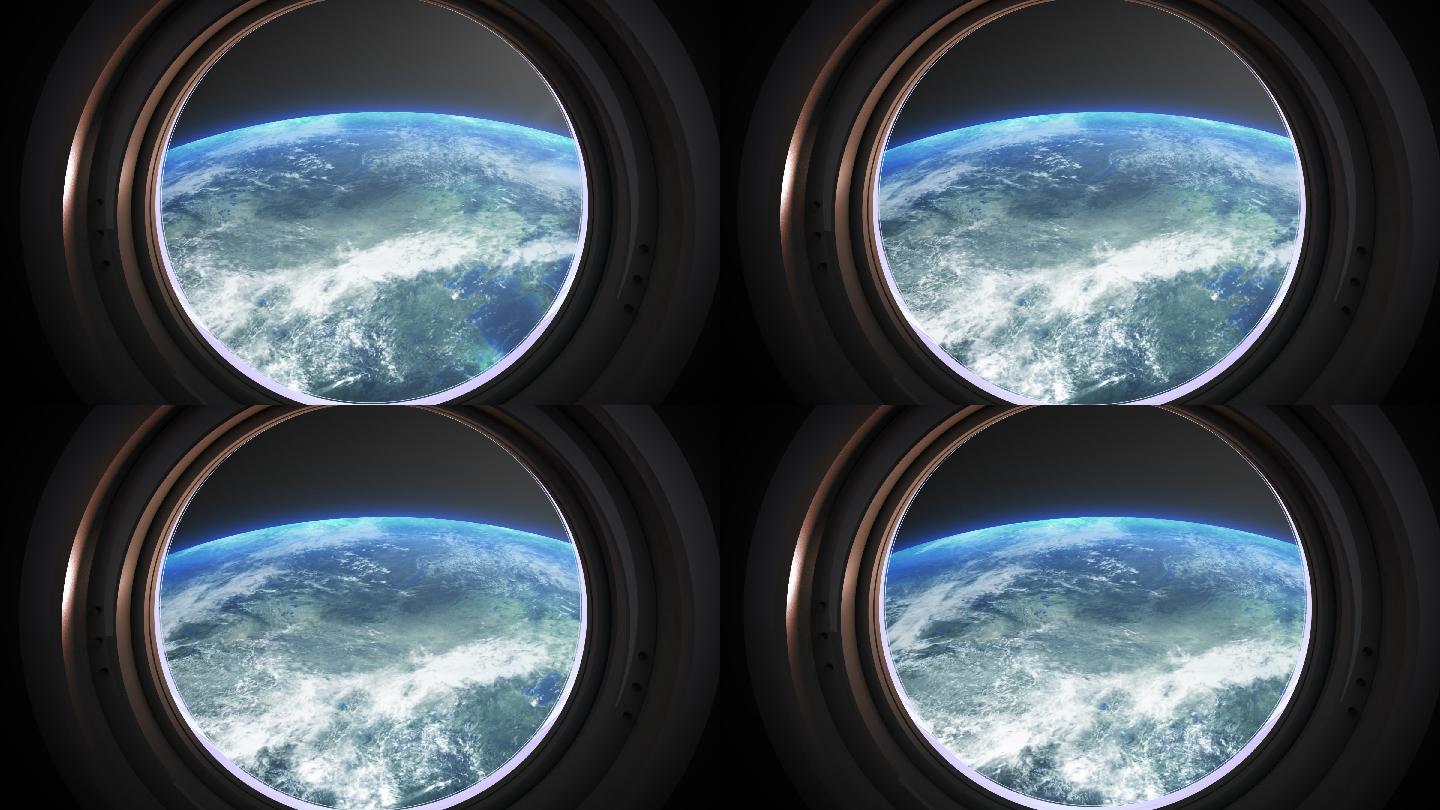 从空间站的舷窗俯瞰地球