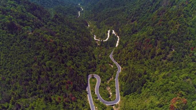 秦岭 路  山路 108 国道 西安航拍