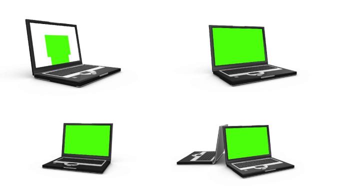 白色背景电脑屏幕显示视频动画特效