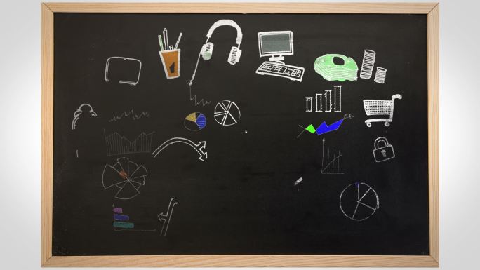 动画应用和技术在黑板上的白色背景