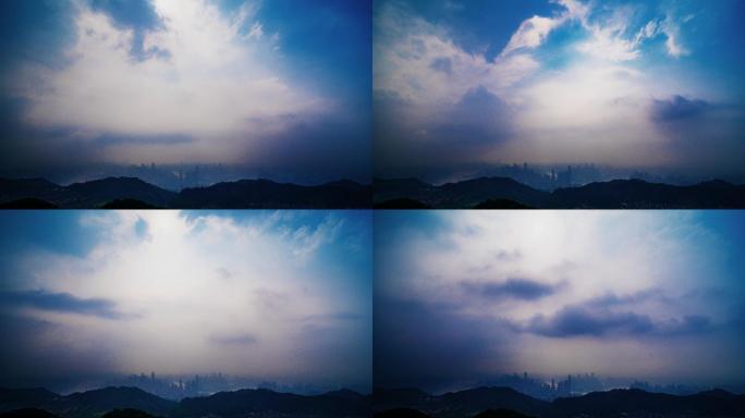 重庆阴雨天多云转阴乌云密布全景