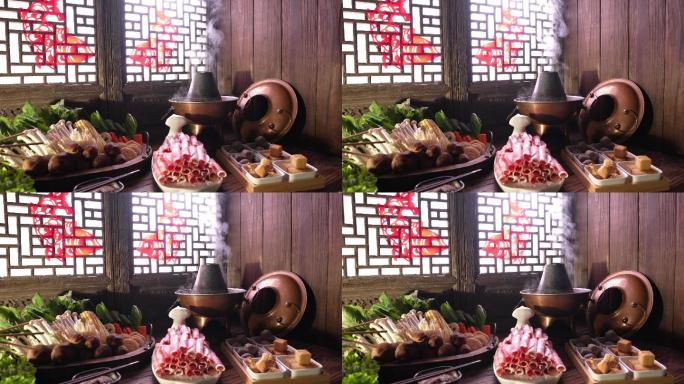 沸腾的涮肉火锅养生膳食健康运动健身食补食
