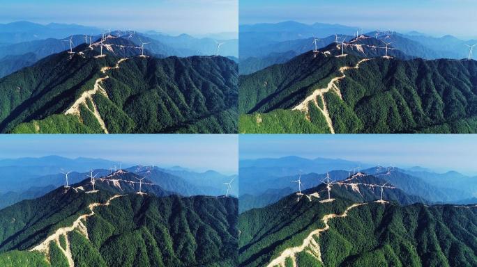 马金岭风电场项目山顶风电涡轮风机发电清洁