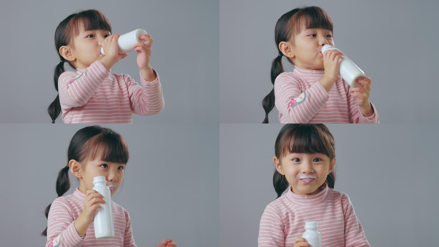 喝牛奶的小女孩人像白胡子
