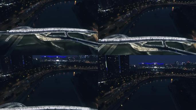 成都中和镇五岔子大桥夜景航拍