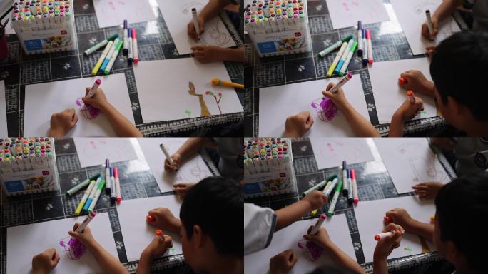 小孩画画涂鸦绘画线条儿童创作高清50帧