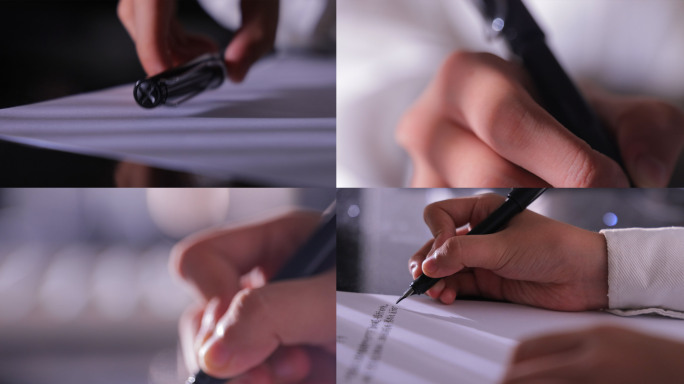 钢笔写字各个角度特写中近景_4K60帧
