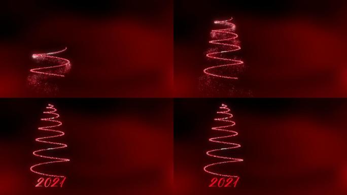 2021年和红色的圣诞树