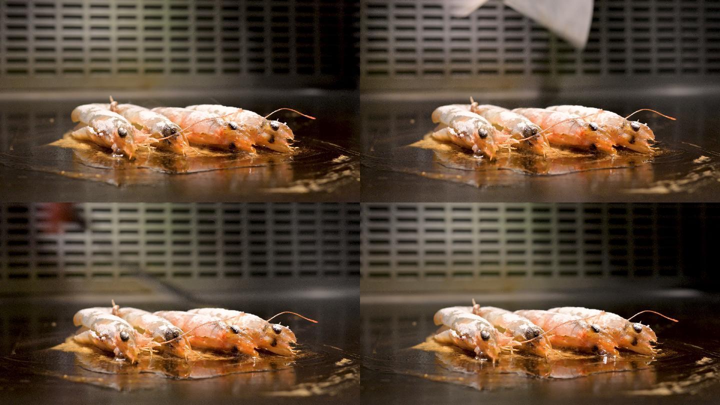 铁板烧法式料理煎大虾常规视频