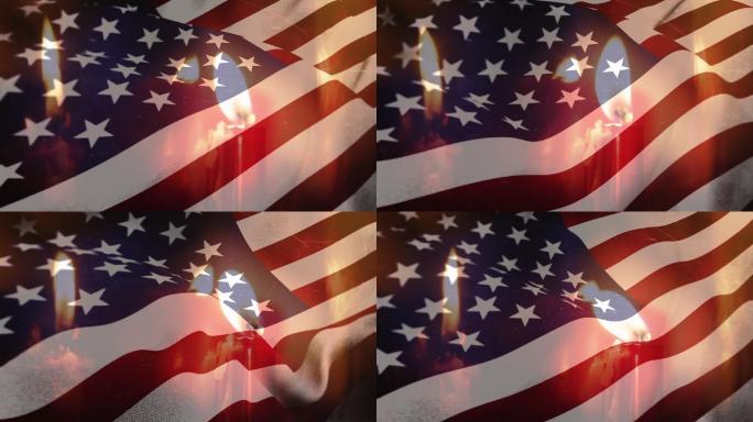 美国国旗和蜡烛美国国旗和蜡烛米国美国人种