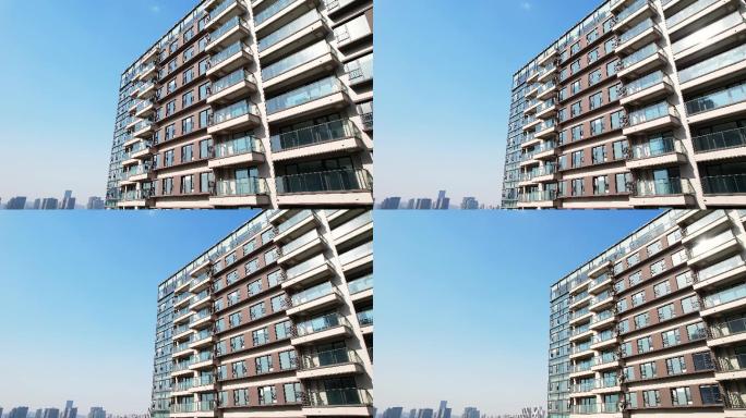 新建楼盘高层住宅蓝天下航拍
