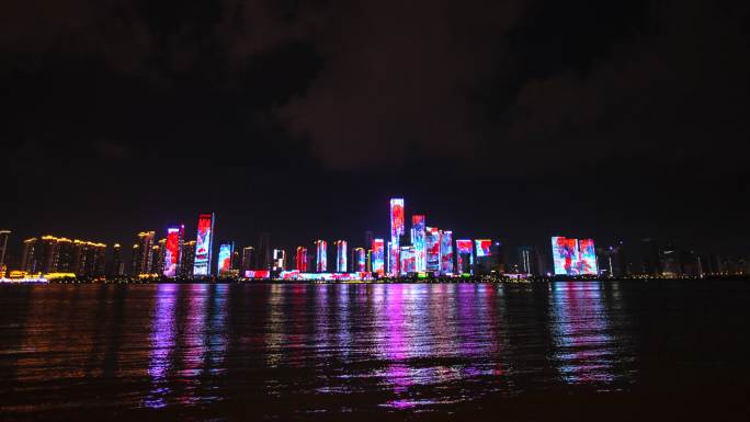 湖南滨江金融中心延时夜景