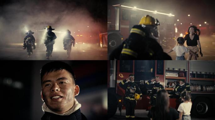 【4K消防】小朋友获救后向消防员叔叔敬礼