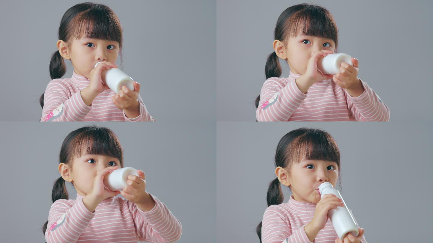 喝牛奶的小女孩奶制品营销成长纯奶酸奶天然