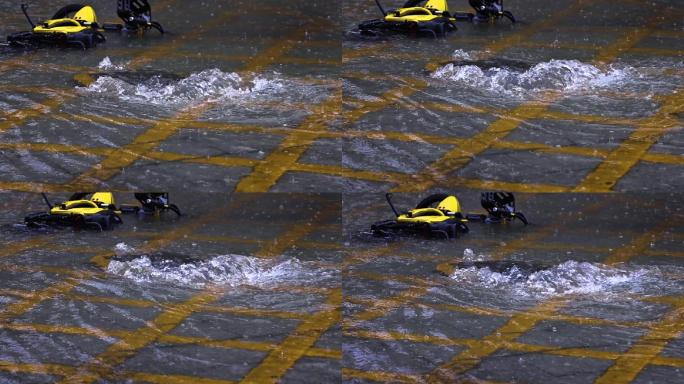 沙井盖城市街道内涝暴雨天气灾害下水道冒水