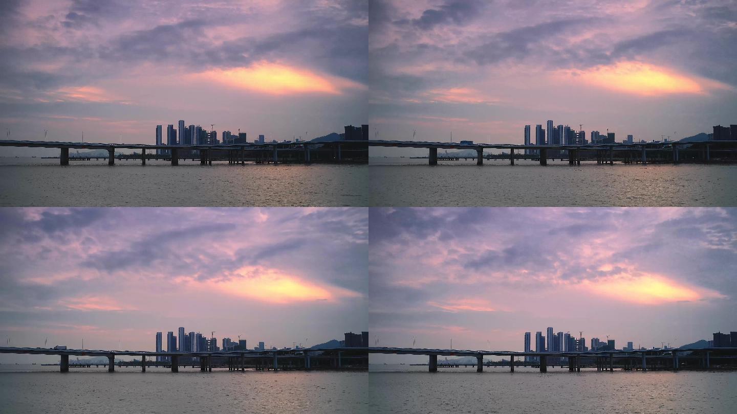 深圳湾公路大桥延时拍摄