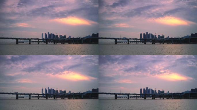 深圳湾公路大桥延时拍摄