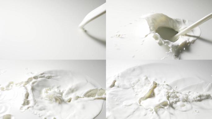倒入飞溅的牛奶乳液广告宣传蒙牛伊利
