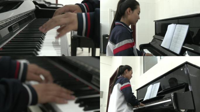中学生在琴房钢琴教室练琴弹钢琴艺术教育