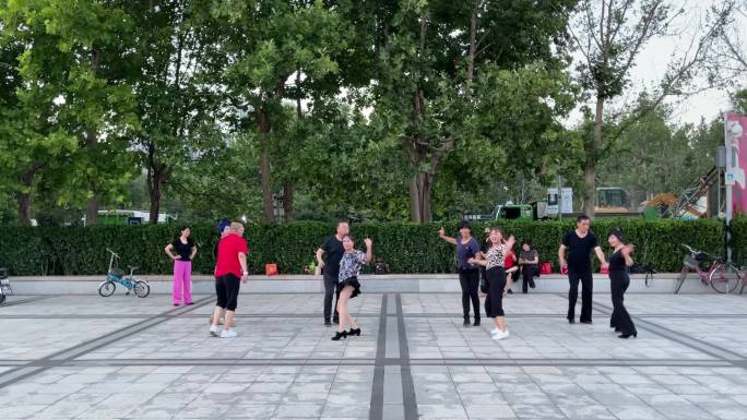 文化广场锻炼跳交谊舞活力的人们MOV