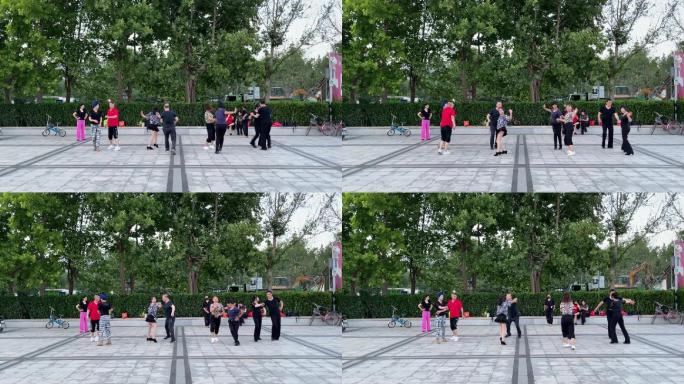文化广场锻炼跳交谊舞活力的人们MOV