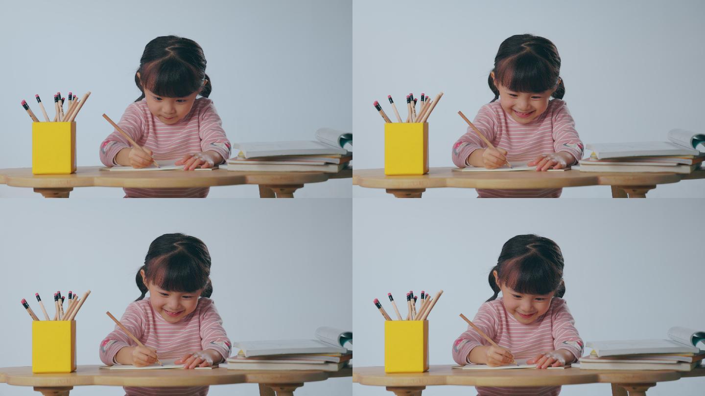 认真学习的小女孩特写拍摄童年写字宣传广告