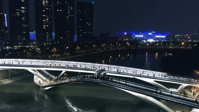 成都中和镇五岔子大桥夜景航拍