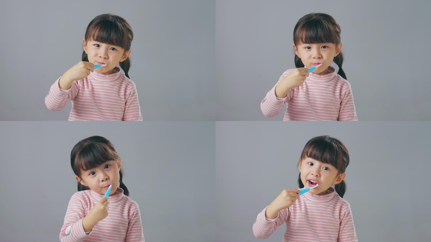 刷牙的小女孩单纯可爱少女