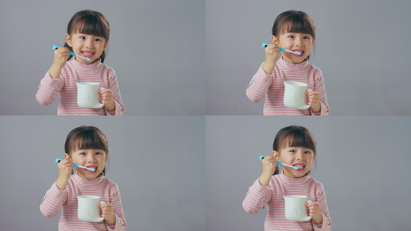 刷牙的小女孩刷牙小女孩