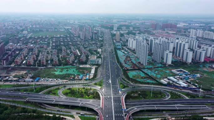 4K正版航拍临沂北京路沂河大桥河东区风景