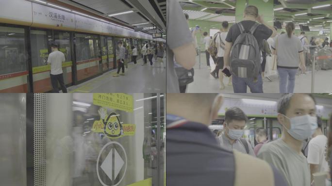 广州地铁人流 地铁转站 挤地铁 地铁转线