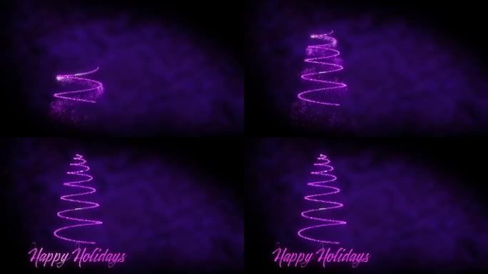 节日快乐，紫色的圣诞树