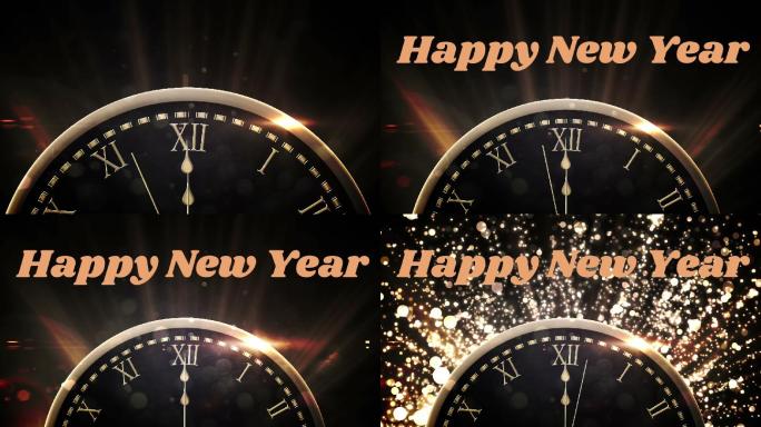 在时钟和烟花前写下新年的快乐
