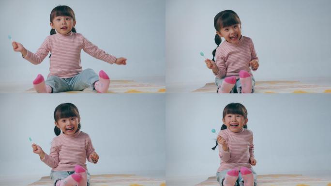 惊恐的小女孩特写拍摄糖果宣传广告高清