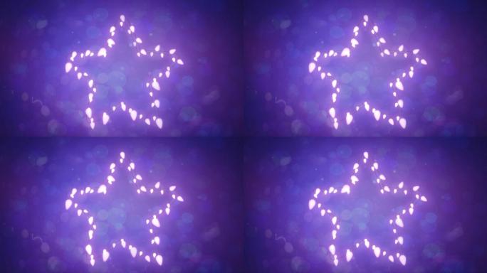 在紫色的背景上发光的星星的仙女灯