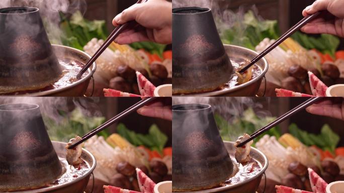 美味的火锅涮肉传统小吃夜晚的小吃街头小吃